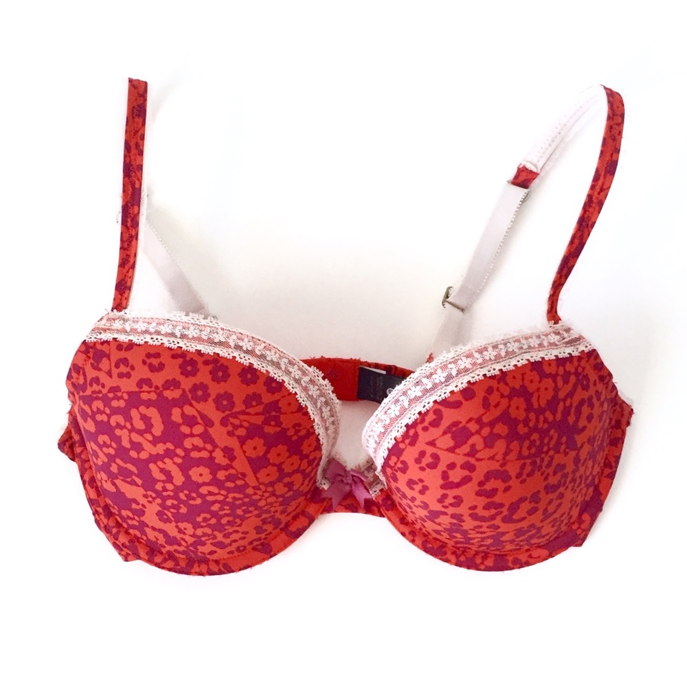 Kensie orange and pink leopard bra